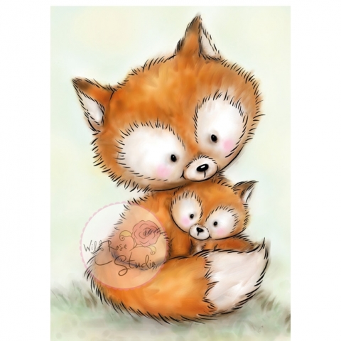 DISCONTINUED WRS Mummy Fox and Baby Clear Stamp Set